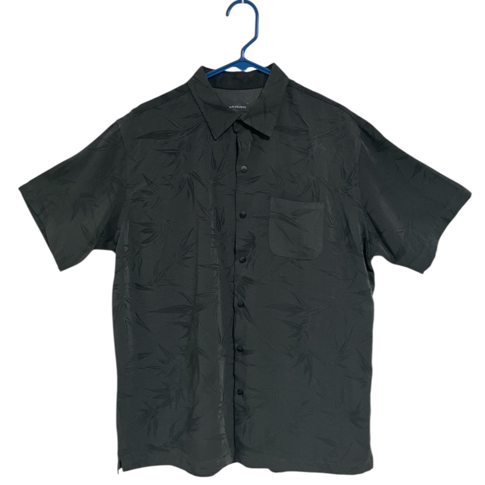 Van Heusen Gray Casual/Dress Button Down Shirt with floral design.